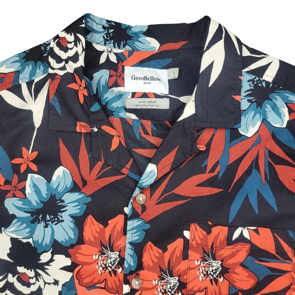 Goodfellow & Co Other - Tropical Floral Button Down Shirt Navy Blue Large Goodfellow & Co Mens Slim Fit
